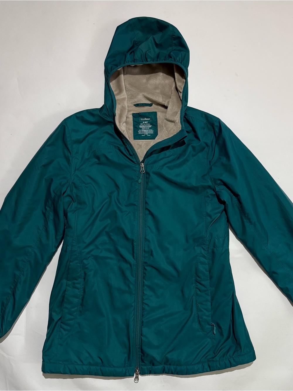 L.L. Bean Women’s Spring Point Parka S Petite Blue Teal Fleece‑Lined – Excellent
